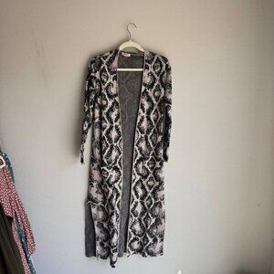 For Thee Long Snake Print Cardigan with Front Patch Pockets – Size S